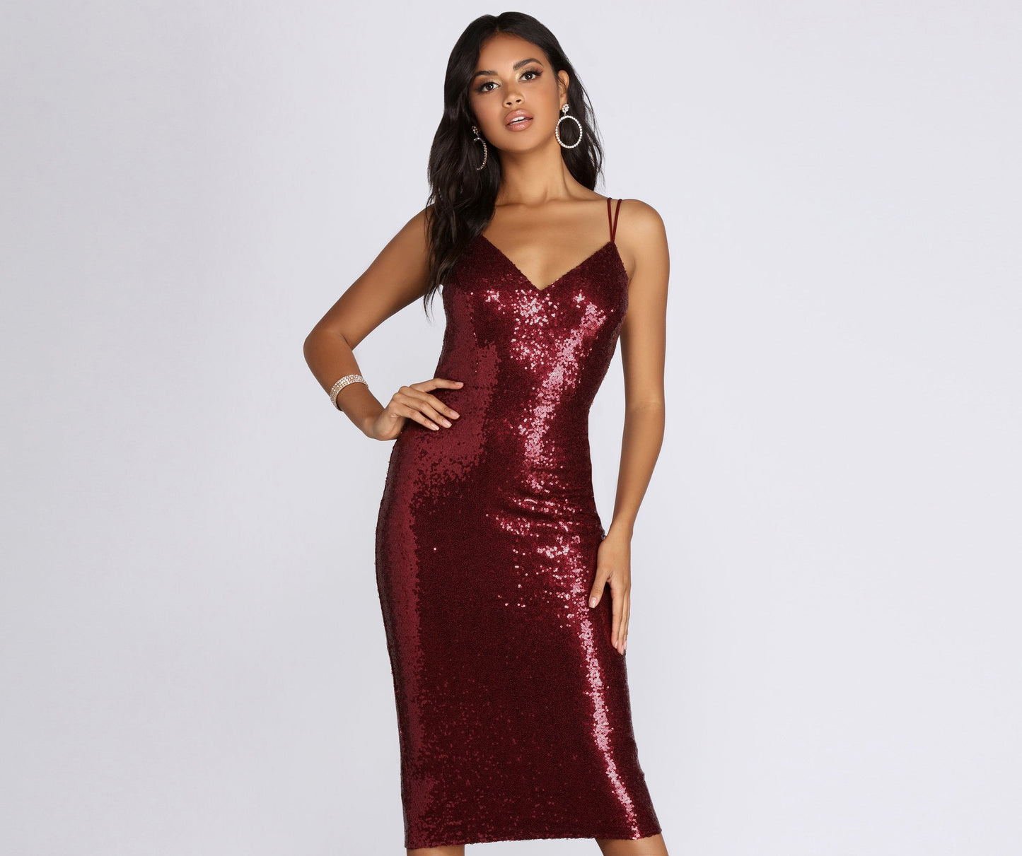 Raegan Formal Sequin Midi Dress - Lady Occasions