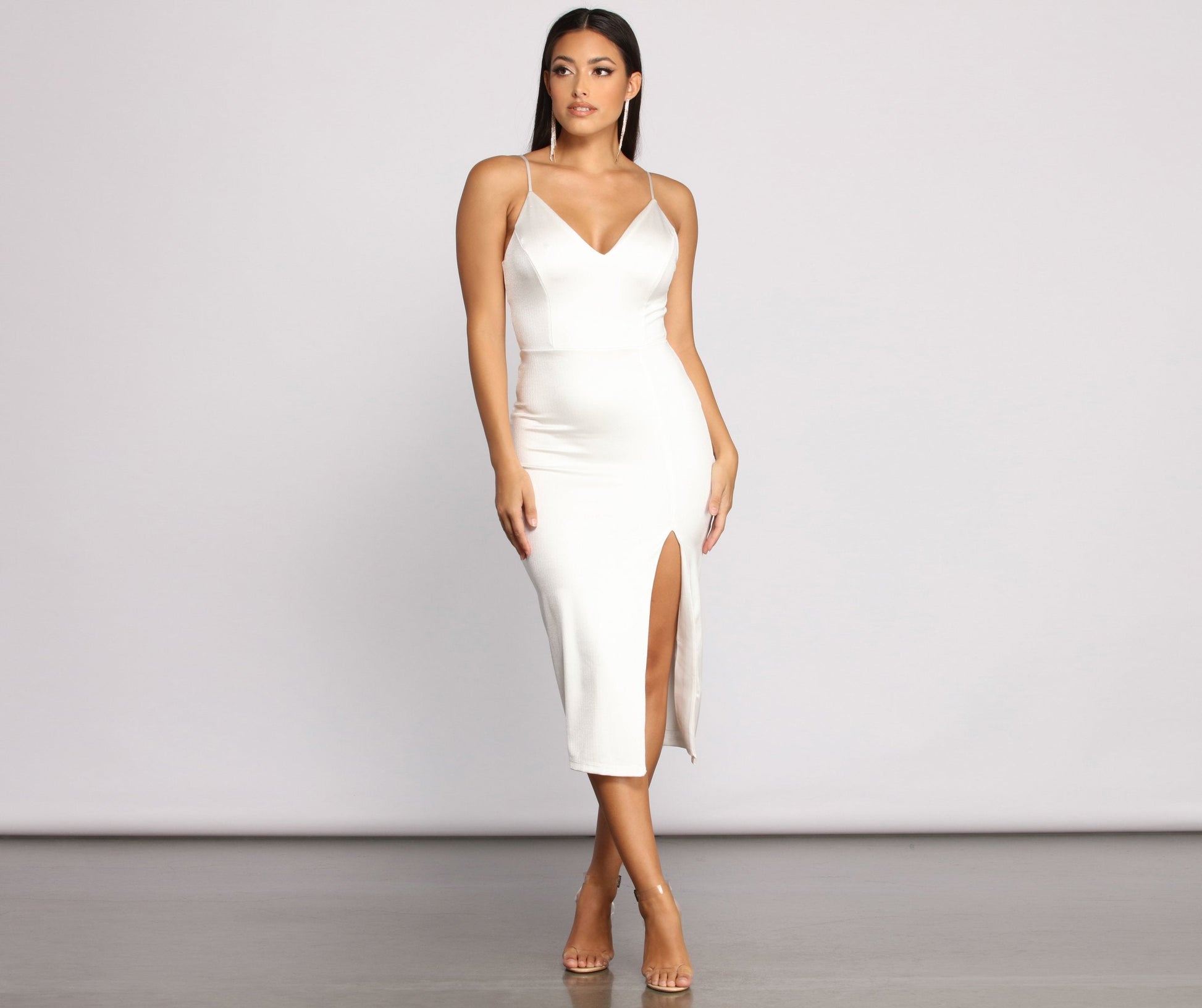 Mila Formal High Slit Midi Dress - Lady Occasions