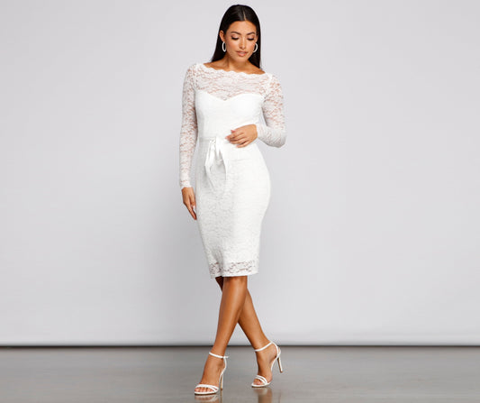 Keely Lace Sweetheart Midi Dress - Lady Occasions