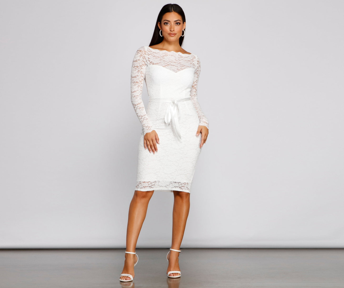 Keely Lace Stylish Sweetheart Midi Dress