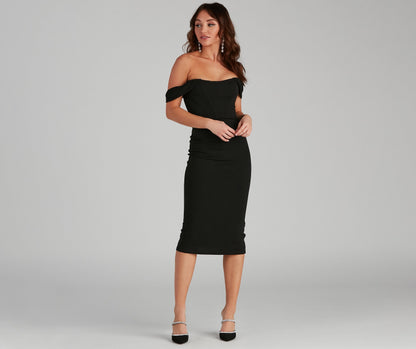 Sheila Crepe Corset Charming Midi Formal Dress