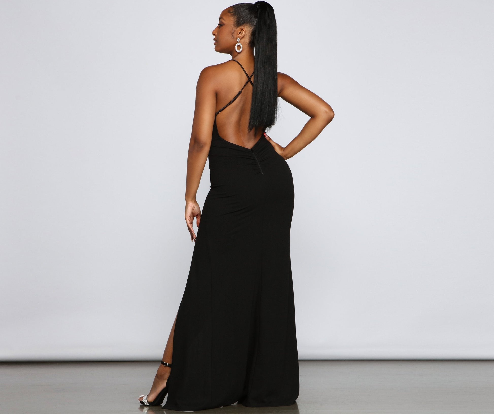 Amelie Formal High Charming Slit Crepe Dress S.o. Long Dresses