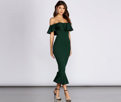 Ready And Stylish Ruffled Midi Dress