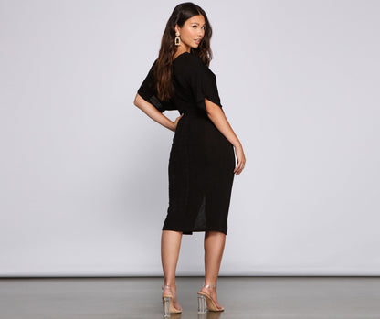 Twist Of Fate Charming Wrap Midi Dress