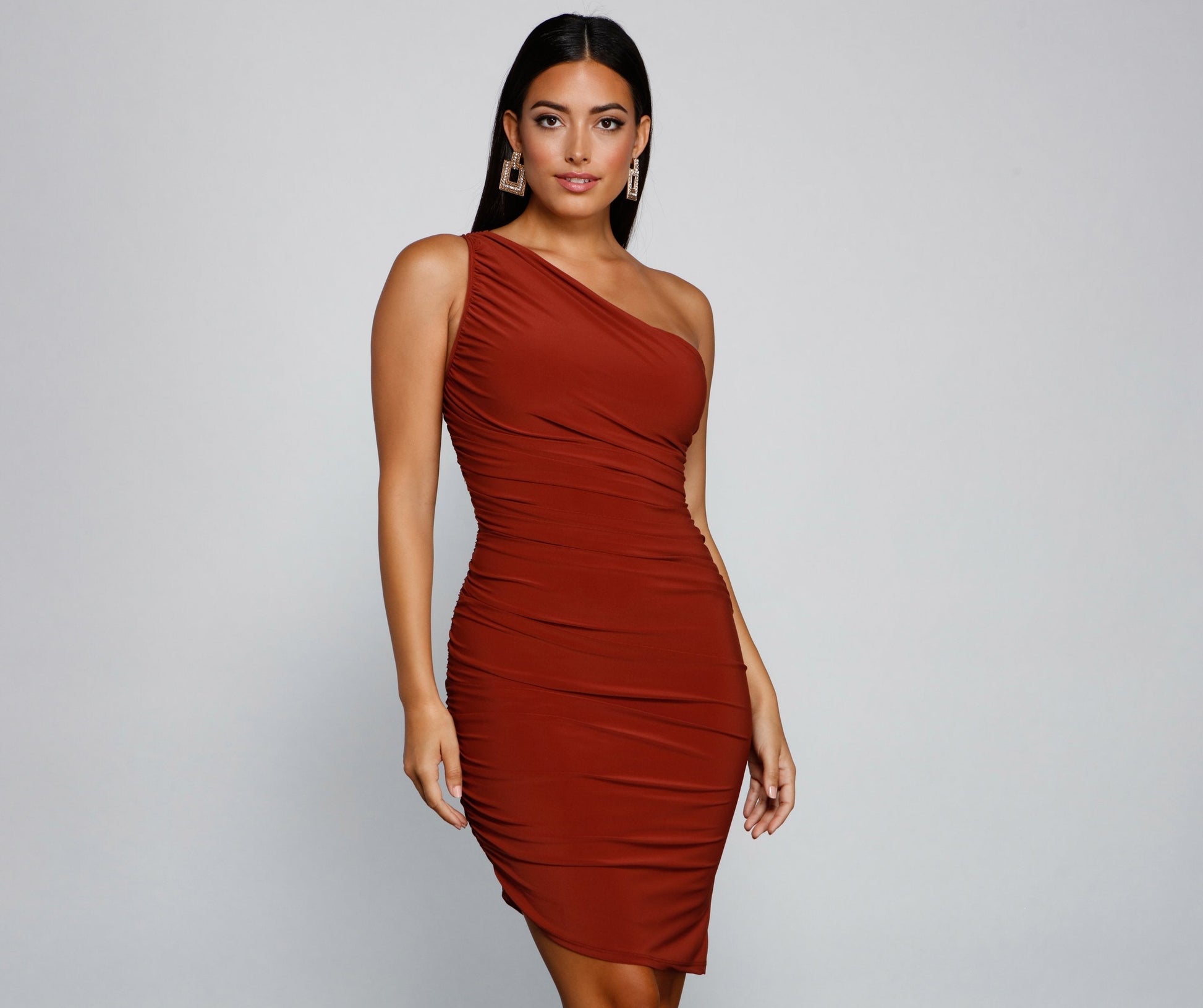 That Classic And Chic Vibe Ruched Midi Dress - Lady Occasions