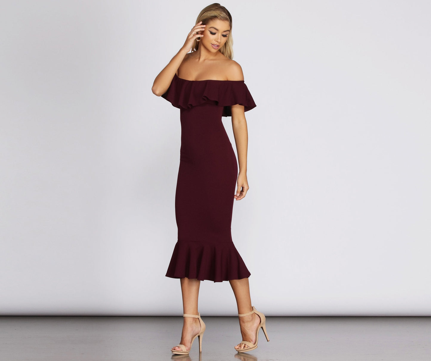 Ready And Stylish Ruffled Midi Dress