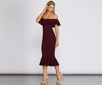 Ready And Stylish Ruffled Midi Dress