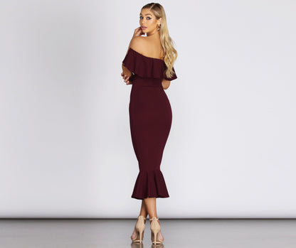 Ready And Stylish Ruffled Midi Dress