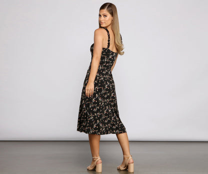 Floral Babe Stylish Sleeveless Midi Dress