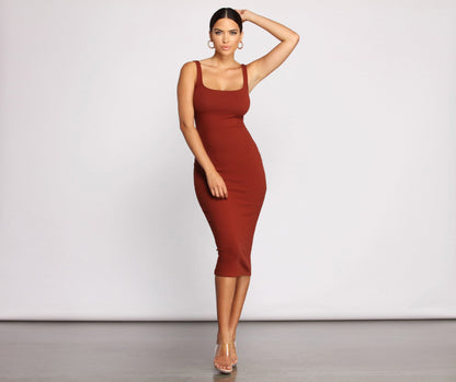 Need For Basics Ribbed Midi Dress - Lady Occasions