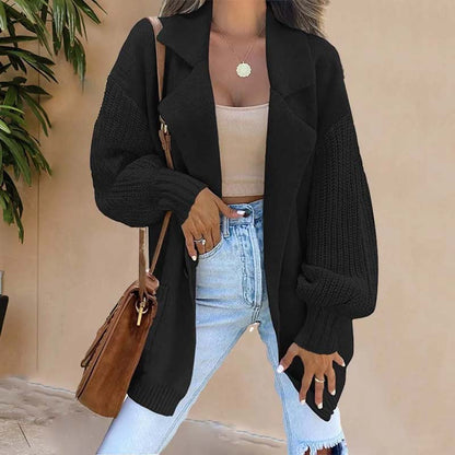 Casual Solid Colour Cardigan Black best Best Sellings cardigan cardigans clothes Sale tops Topseller