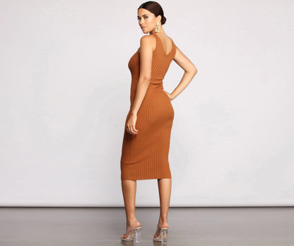 Keepin' Knit Chic Charming Midi Sweater Dress