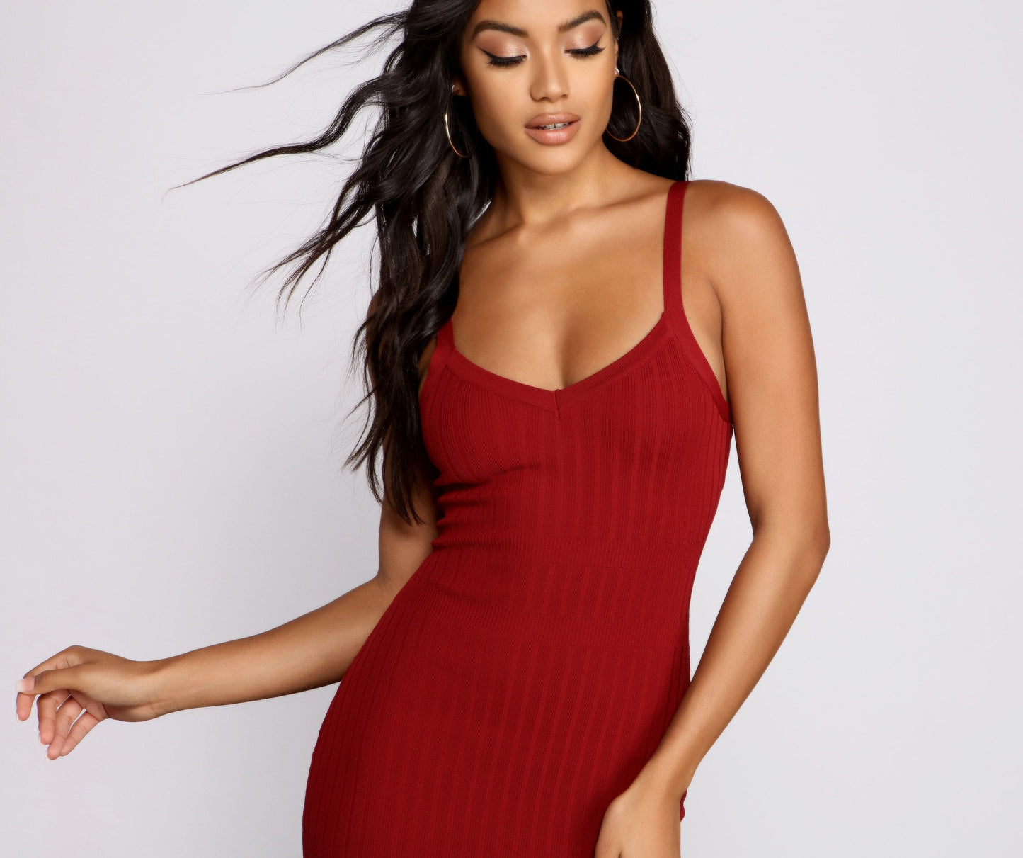 Better In Basics Charming Ribbed Knit Sweater Dress