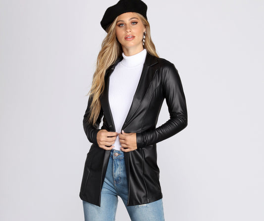 Faux Leather Blazer