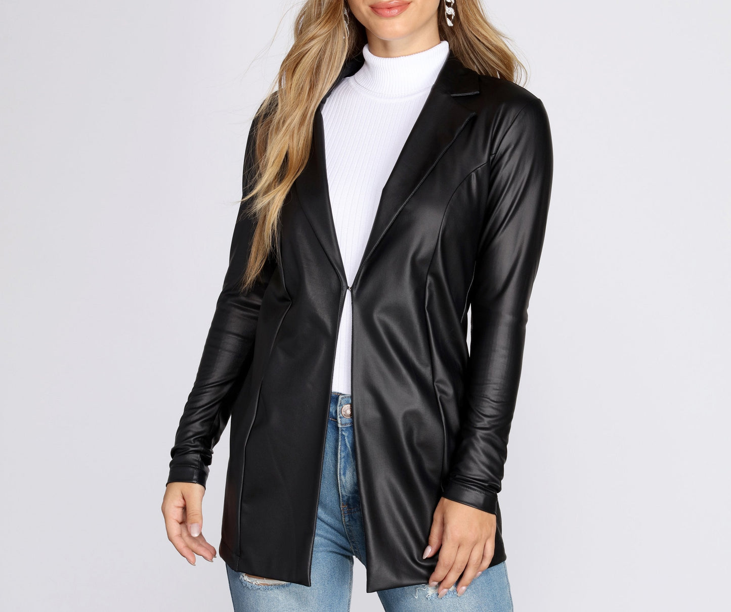 Faux Leather Blazer