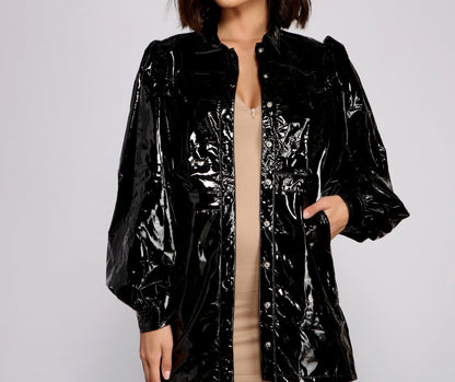 Major Baddie Faux Charming Leather Trench Dress