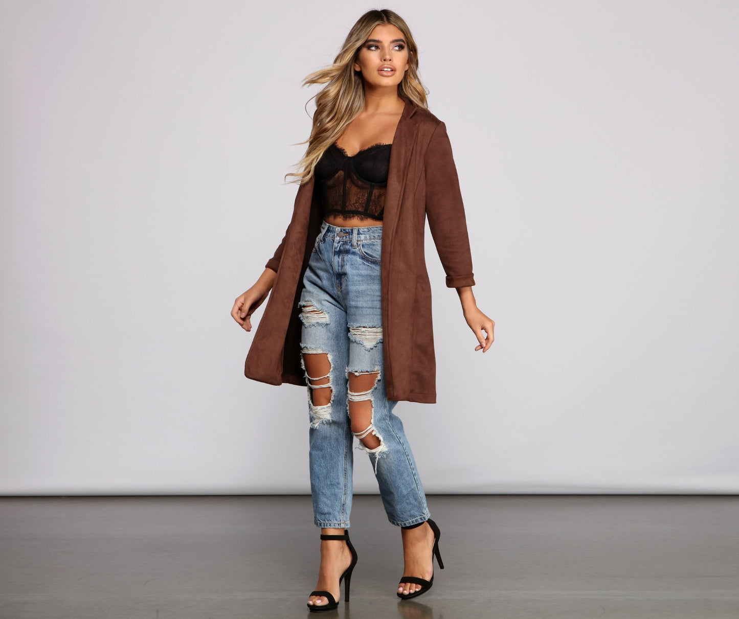 Chic Faux Suede Blazer