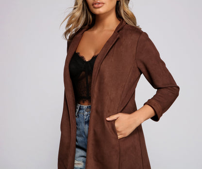 Chic Faux Suede Blazer