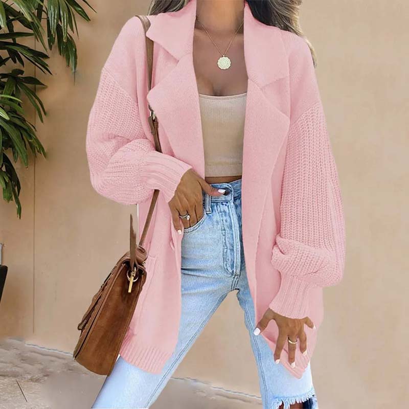 Casual Solid Colour Cardigan Pink best Best Sellings cardigan cardigans clothes Sale tops Topseller