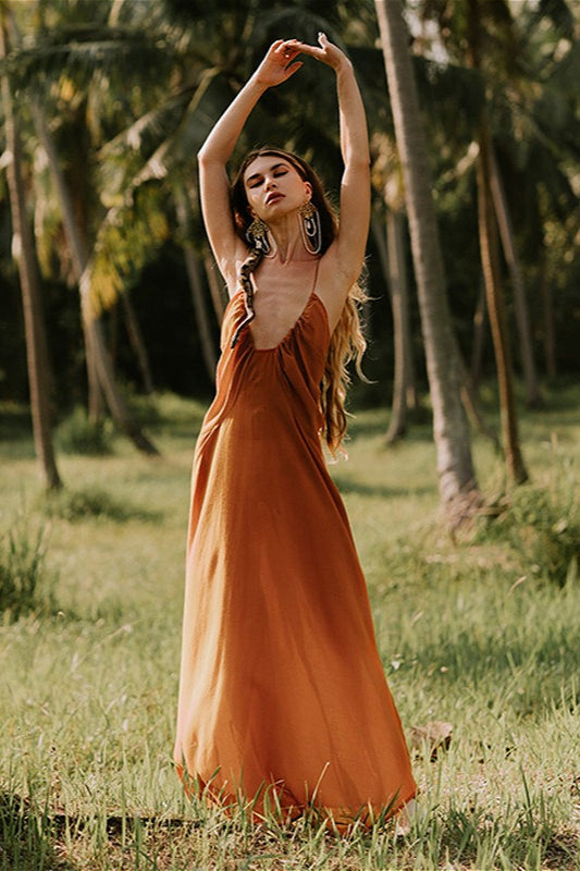 Casual Vacation Solid Boho Dress