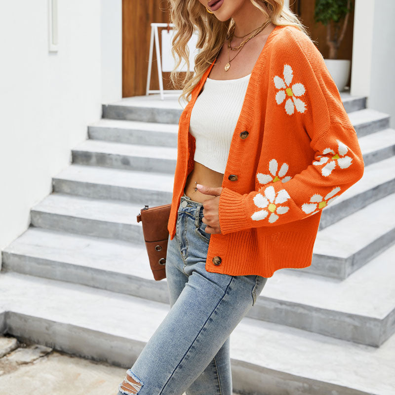 Knitted Flowered Cardigan