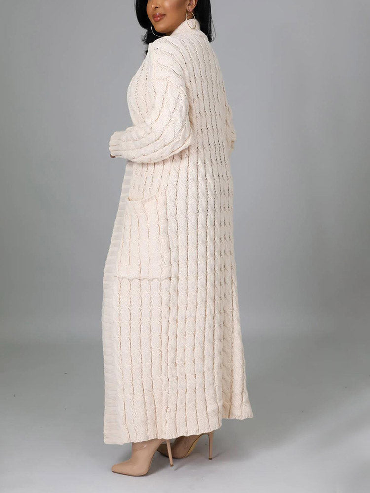 Knitted Solid Graceful Open Front Cardigan