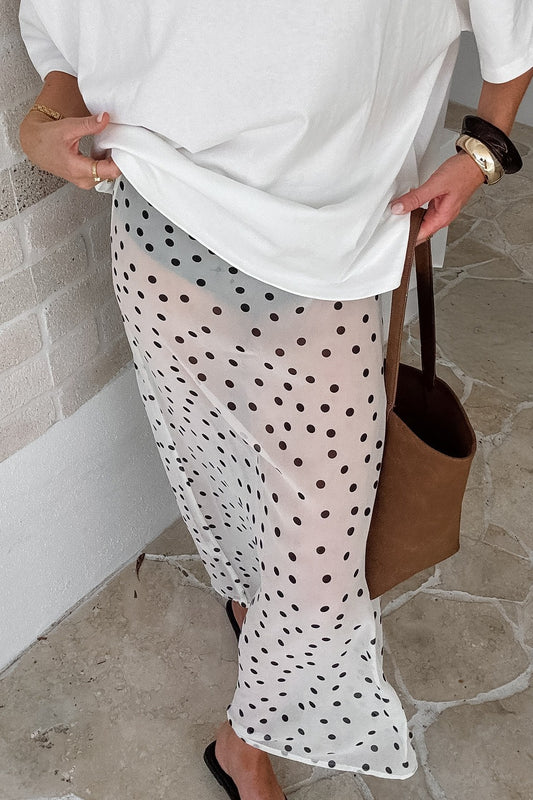 Sheer Polka-Dot Maxi Skirt