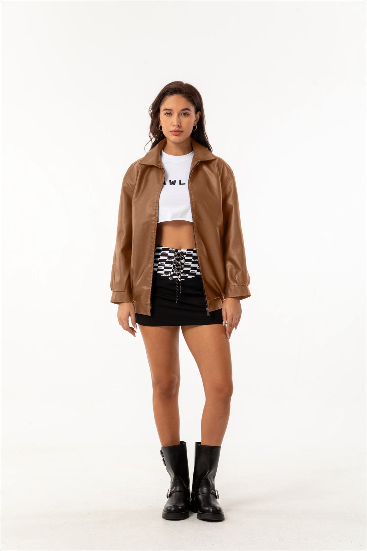 Oversized Lapel Leather Jacket