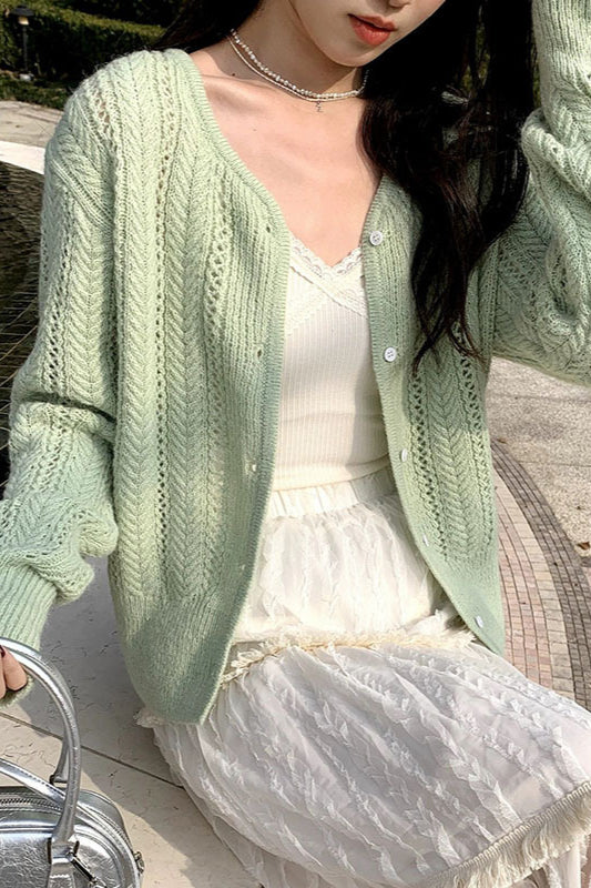 Lightweight Hollow Knit Vest Cardigan