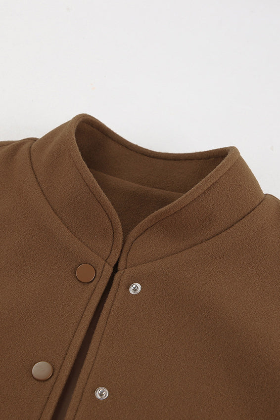 Thick Wool Brown Elastic Hem Coat coats