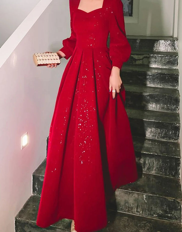 Red Sequined Midi Party Dress red / S