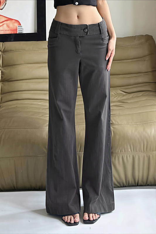 Low Rise Straight Leg Tailored Pants