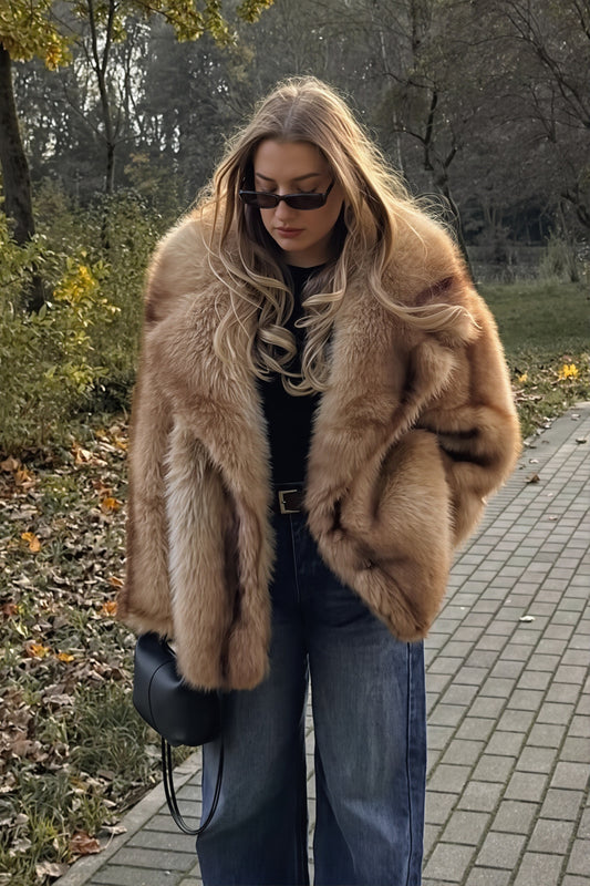 Oversized Plush Notched Lapel Coat