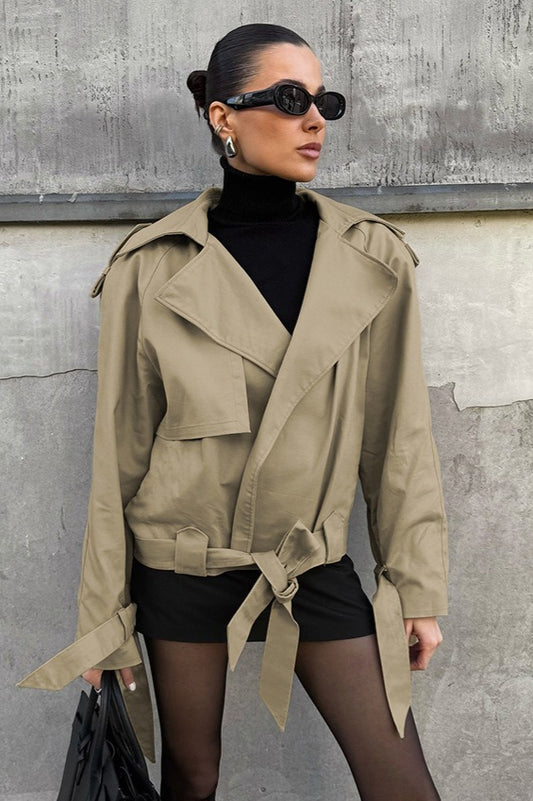 Trench-coat kaki vintage avec ceinture
