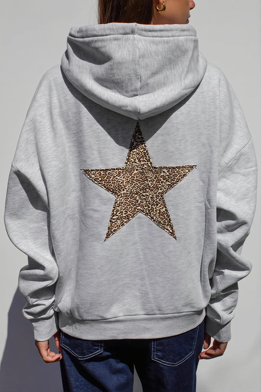 Leopard Star Patch Pullover Hoodie