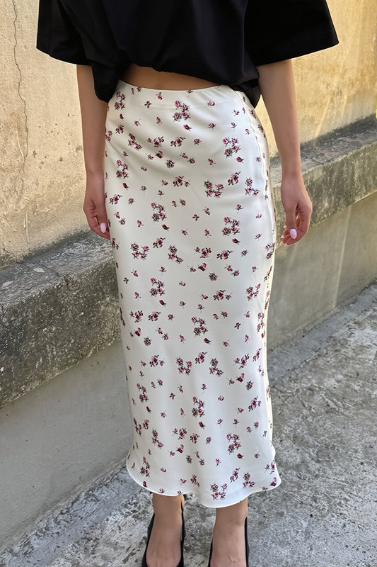 Ditsy Floral Print Bodycon Midi Skirt