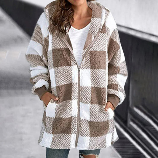 Casual Plaid Coat Khaki best Best Sellings cardigan cardigans clothes Plus Size Sale tops Topseller