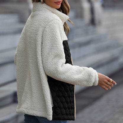 Warm Plush Patchwork Coat