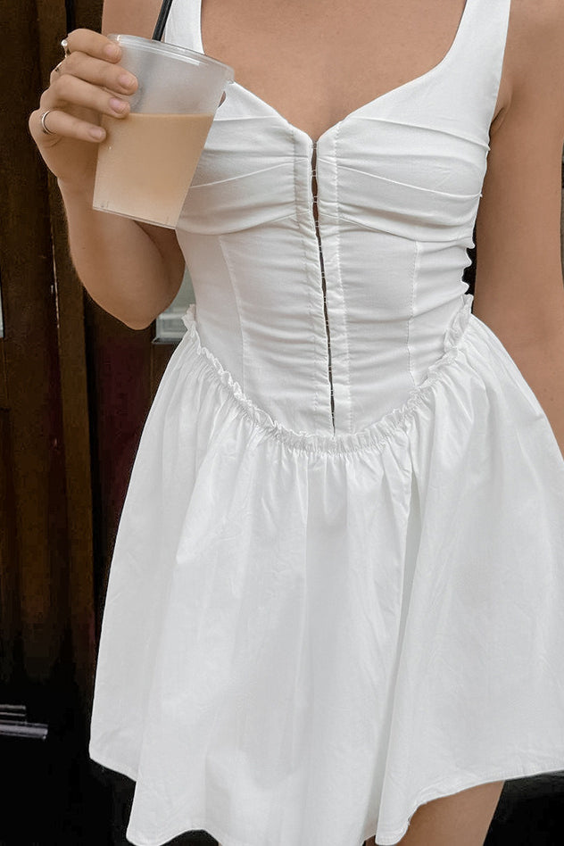 White Cotton A Line Cami Mini Dress
