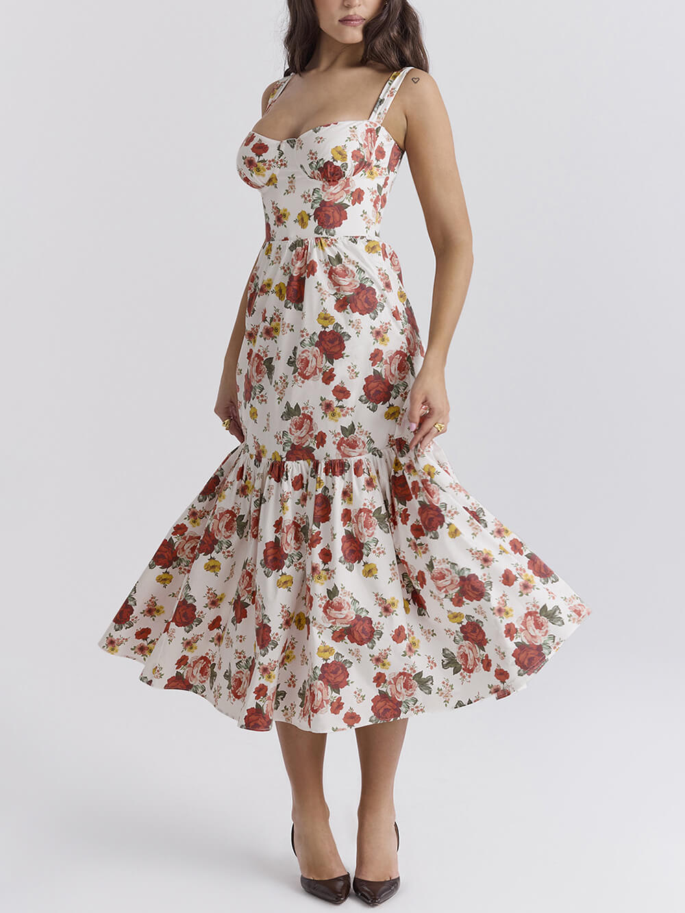 Sweet Spicy Style Charming Floral Backless Midi Dresses