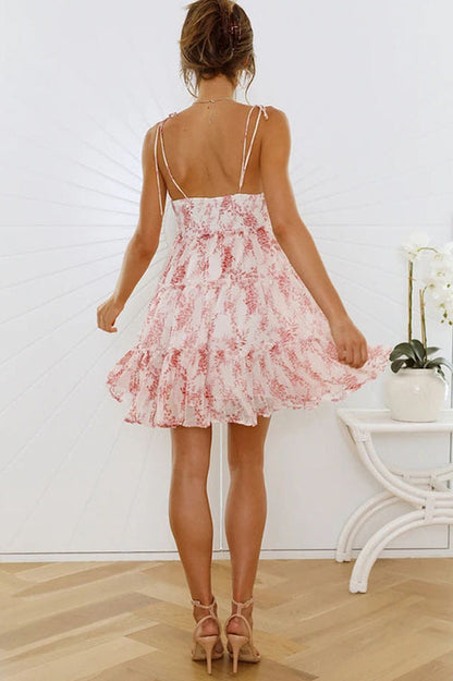 Floral Ruffled Stylish Mini Dress