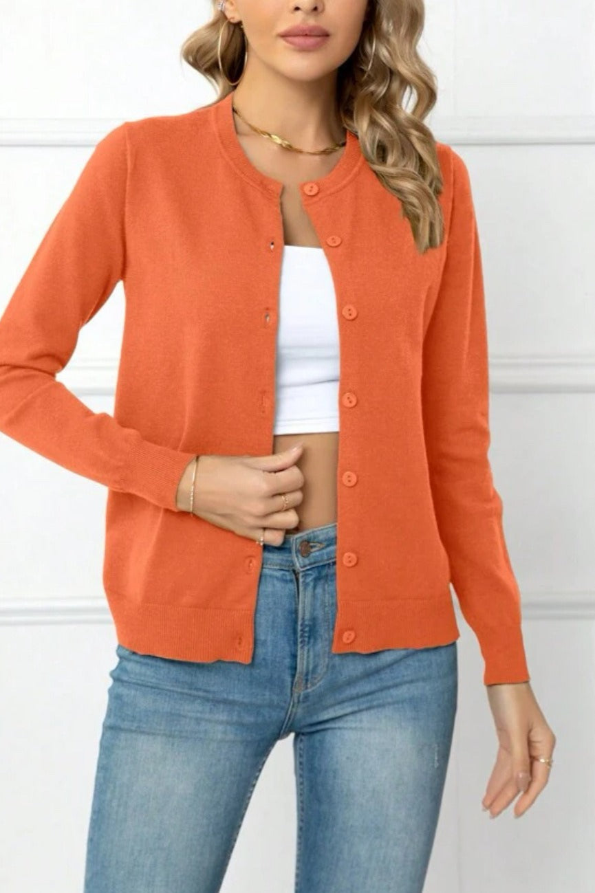 Solid Color Knit Cardigan