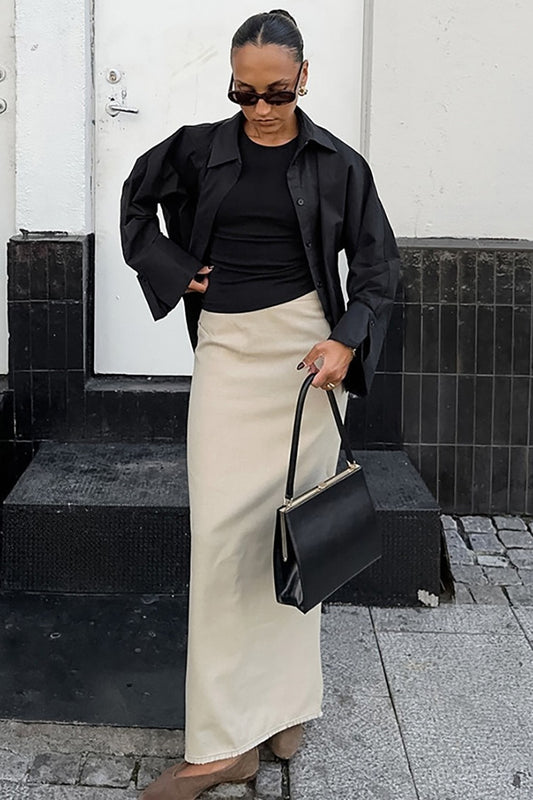 Cotton Straight Maxi Skirt