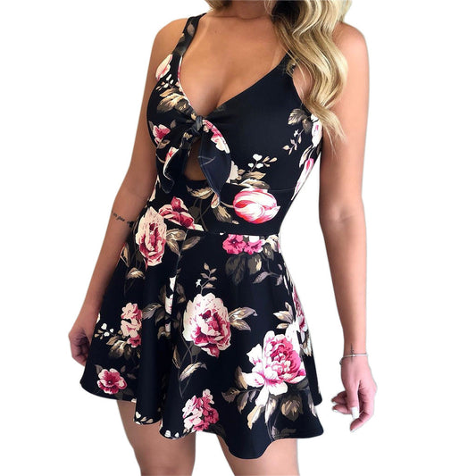 Wrapped In Florals Charming Chiffon Skater Dress