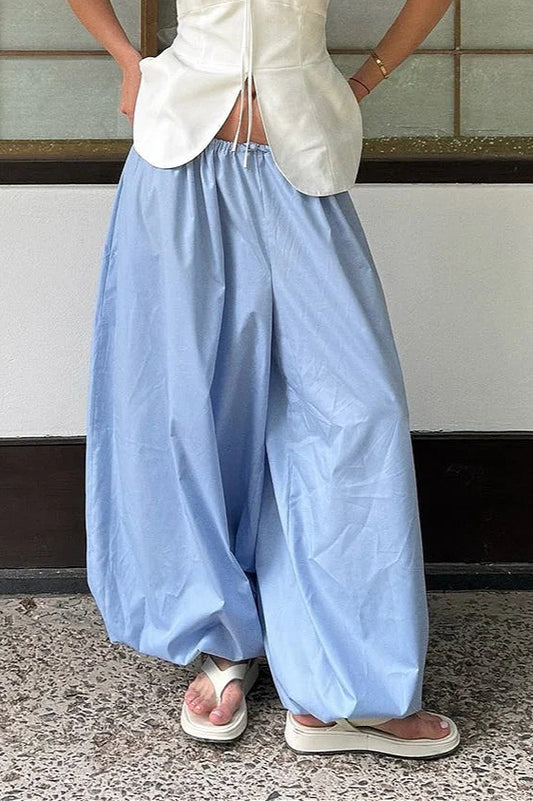 Cotton Lantern Wide Leg Pants
