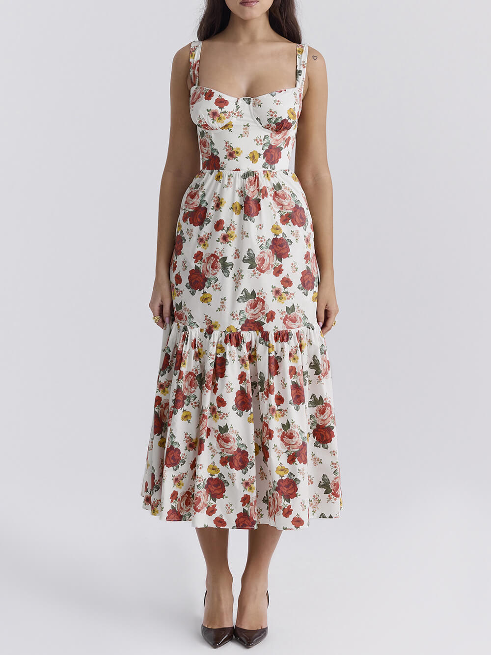 Sweet Spicy Style Charming Floral Backless Midi Dresses