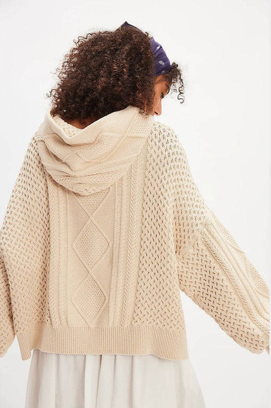 Vintage Casual Hooded Knit Sweater