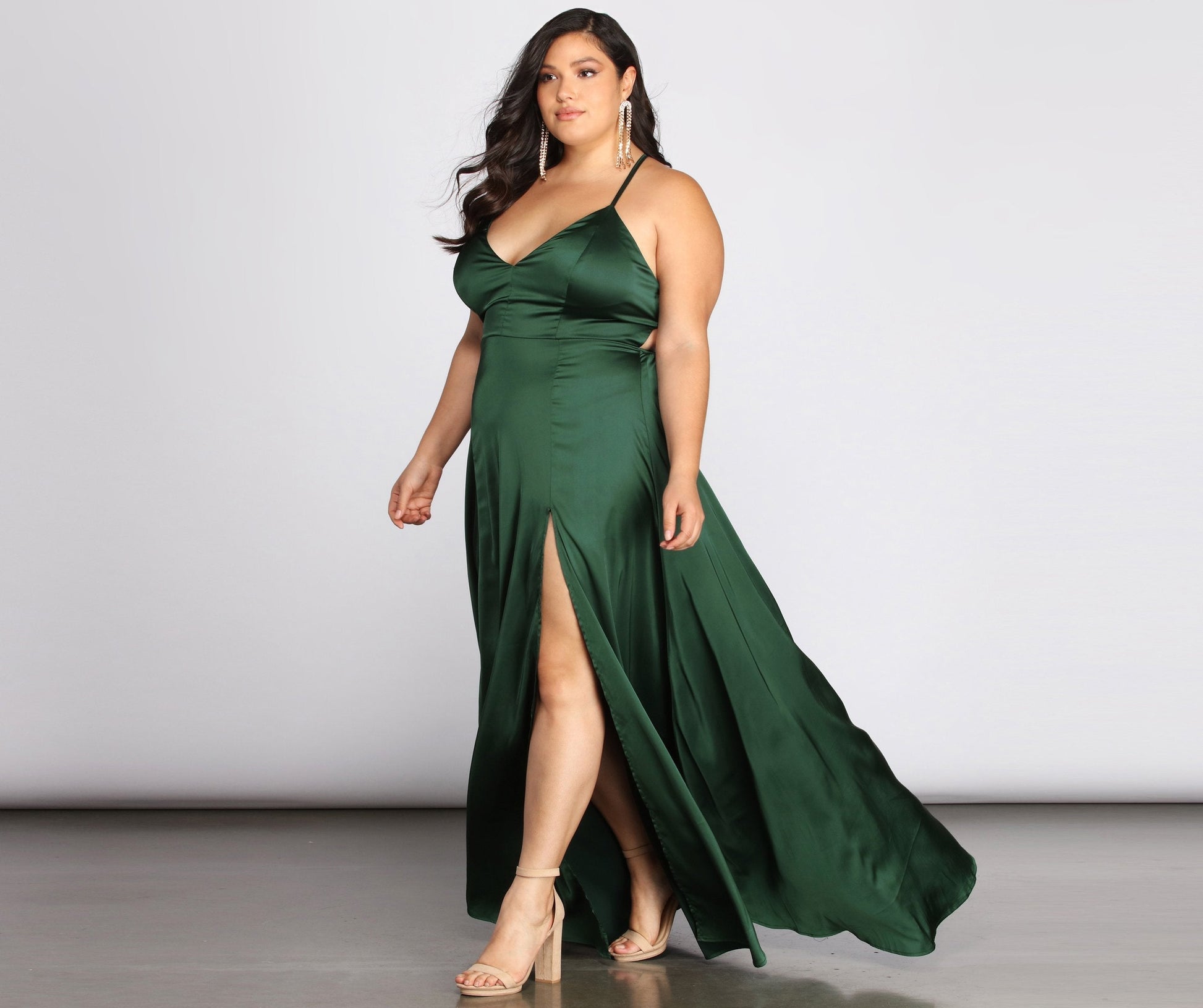 Plus Vera Satin Charming Lace Up Formal Dress Plus S.o. Long