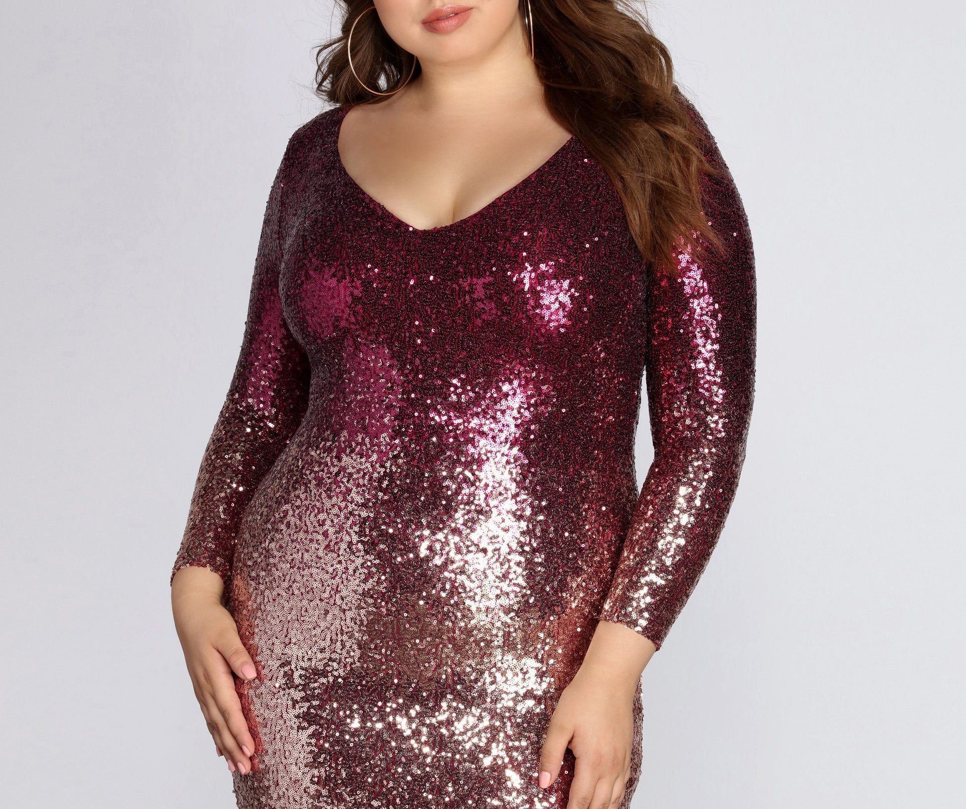 Plus Ombre Stylish Sequin Dress Plus Dressy Dresses