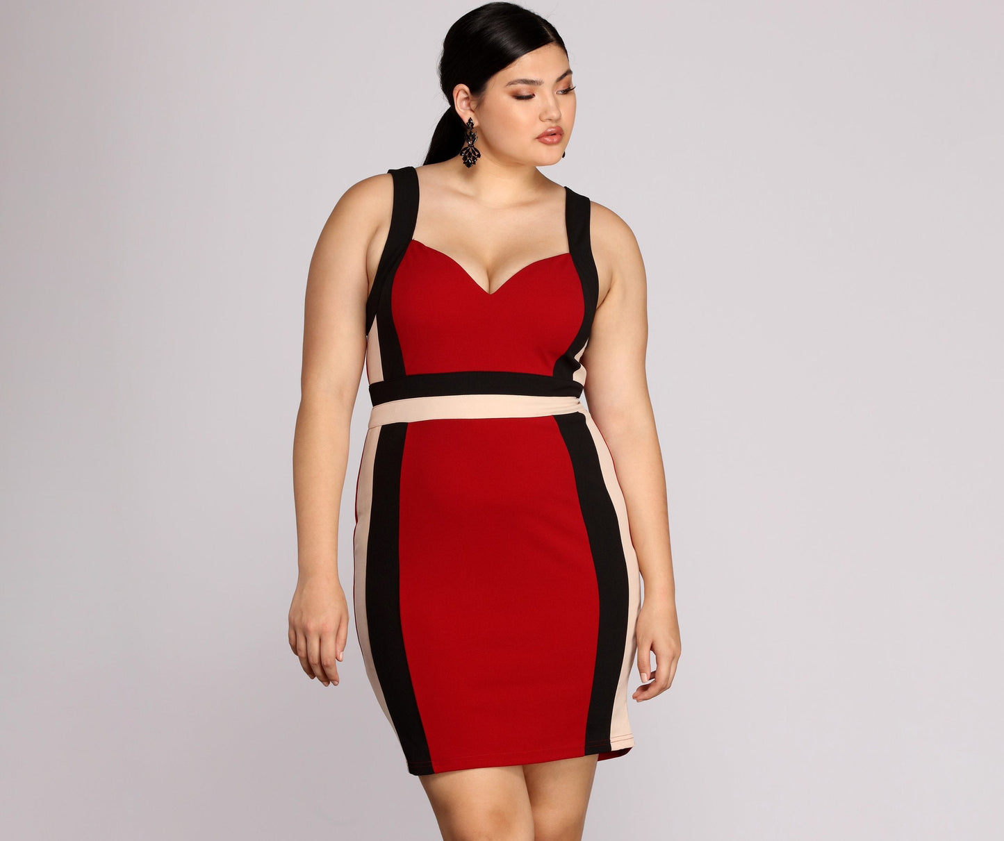 Plus Color Block Midi Dress - Lady Occasions